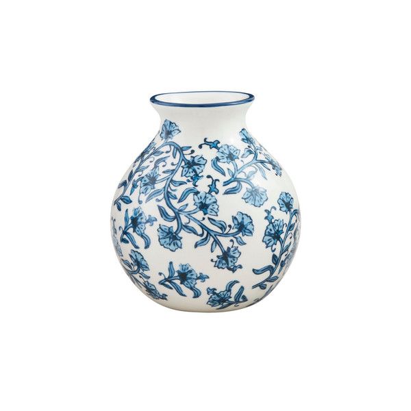 Medium Blue Floral Print Vase