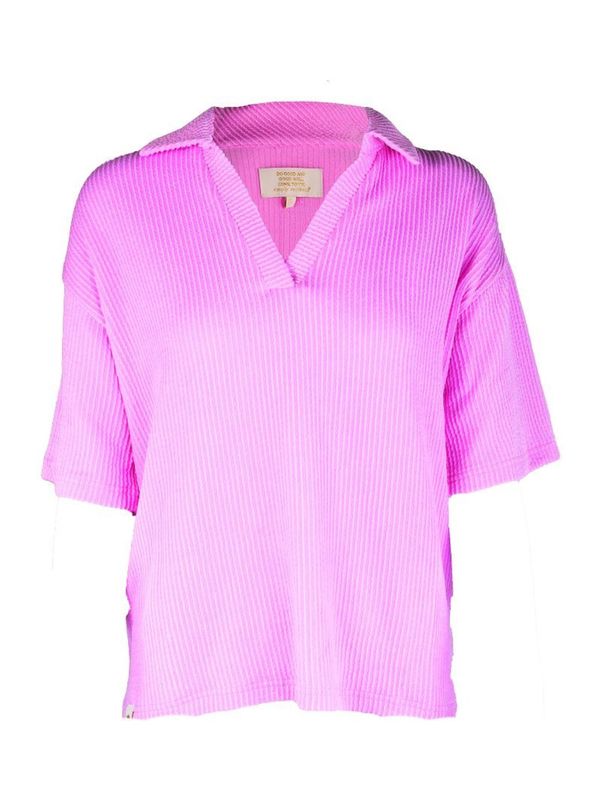 Ribbed Knit Collared Top