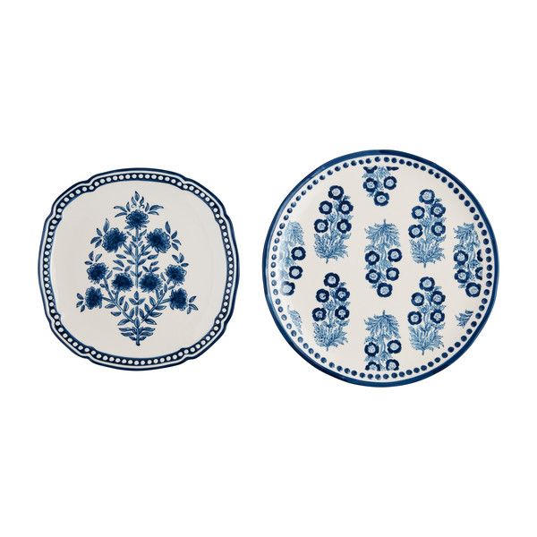 Blue Block Print Nested Platters