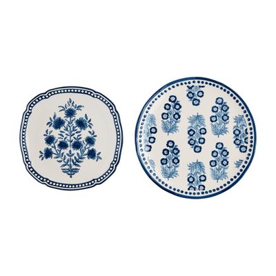 Blue Block Print Nested Platters
