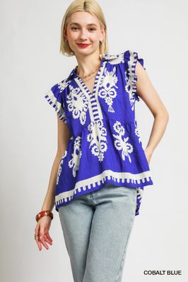Boho Embroided Peplum Blouse