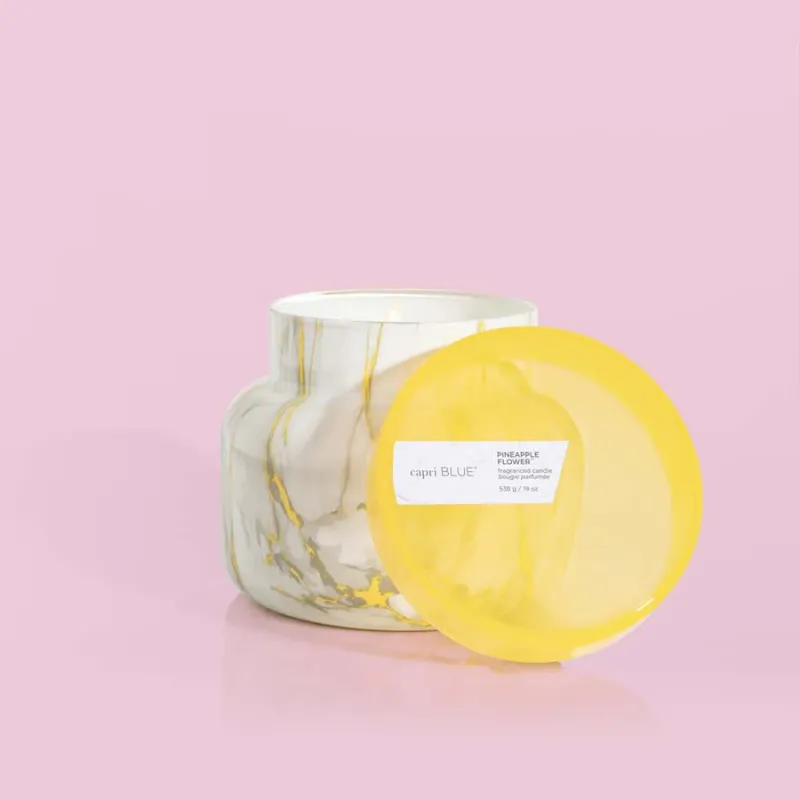 Pineapple Flower Modern Marble Signature Candle, 19 oz