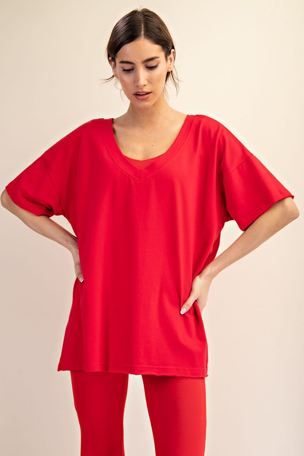 Oversized Reversible V-Neck Top