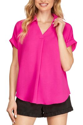 Drop Shoulder Collared Woven Top
