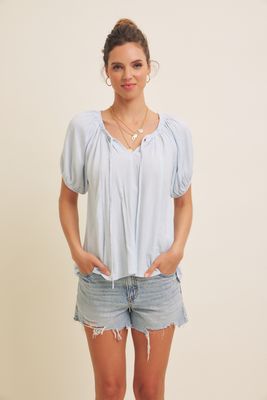 Lightweight  Stripe Flare Peasant Blouse