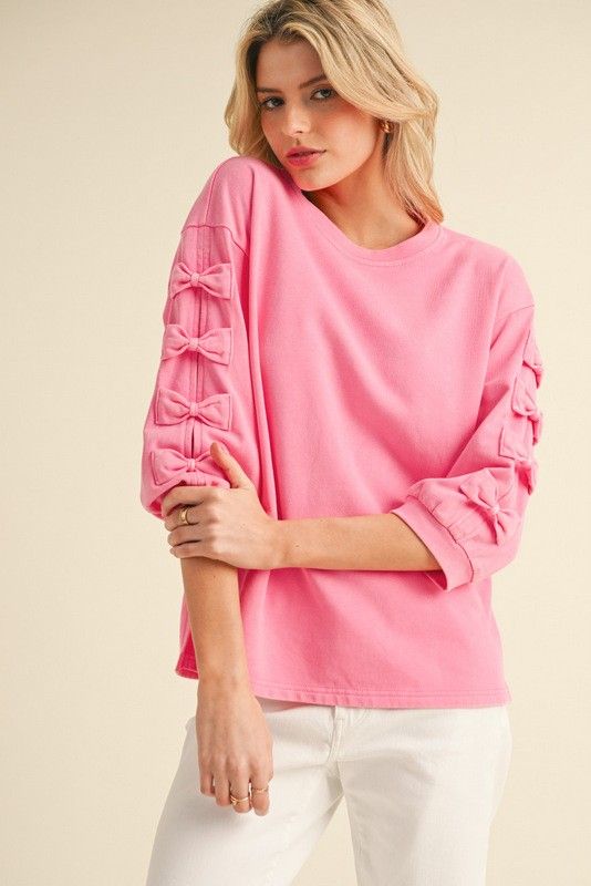 Sold 3/4 Sleeves Top with Bow Ties