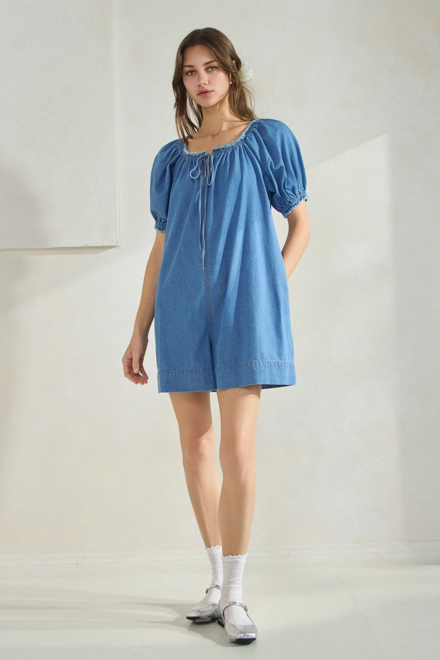 Washed Denim Romper