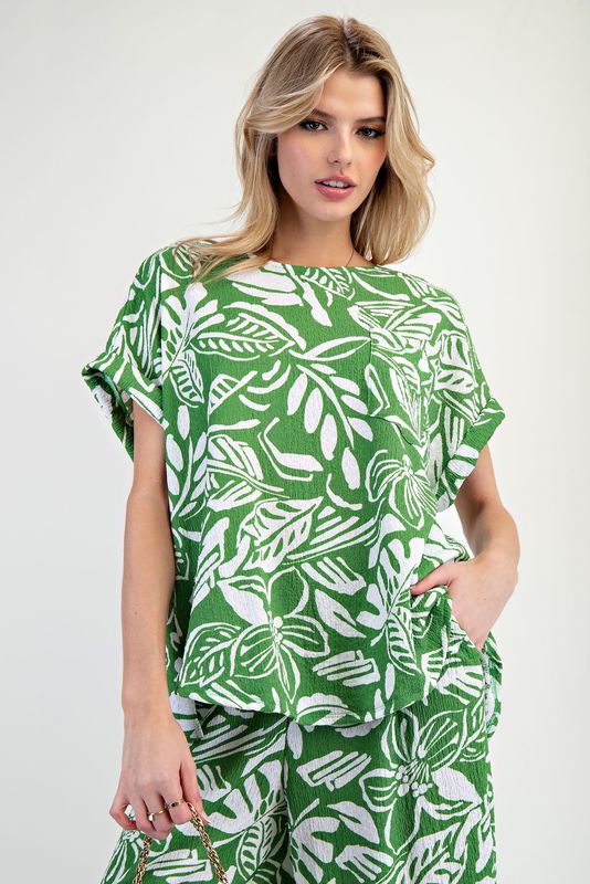 Plus - Tropical Printed Knit Top