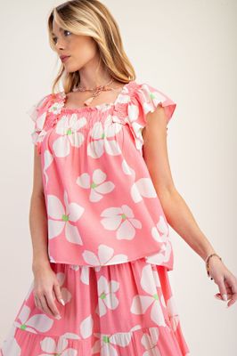 Printed Peach Blossom Swing Top