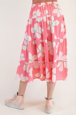 Printed Blossom Tiered Maxi Skirt