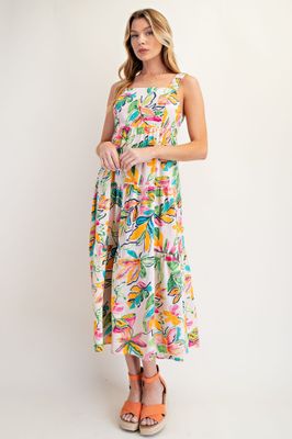 Printed Cotton Rayon Slub Maxi Dress