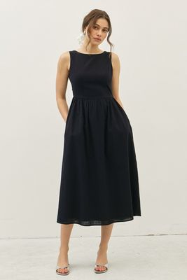 Midi Dress With Open Back And Bow