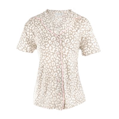 Leopard Notch Collar Top