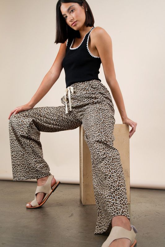 Animal Print Linen Pants
