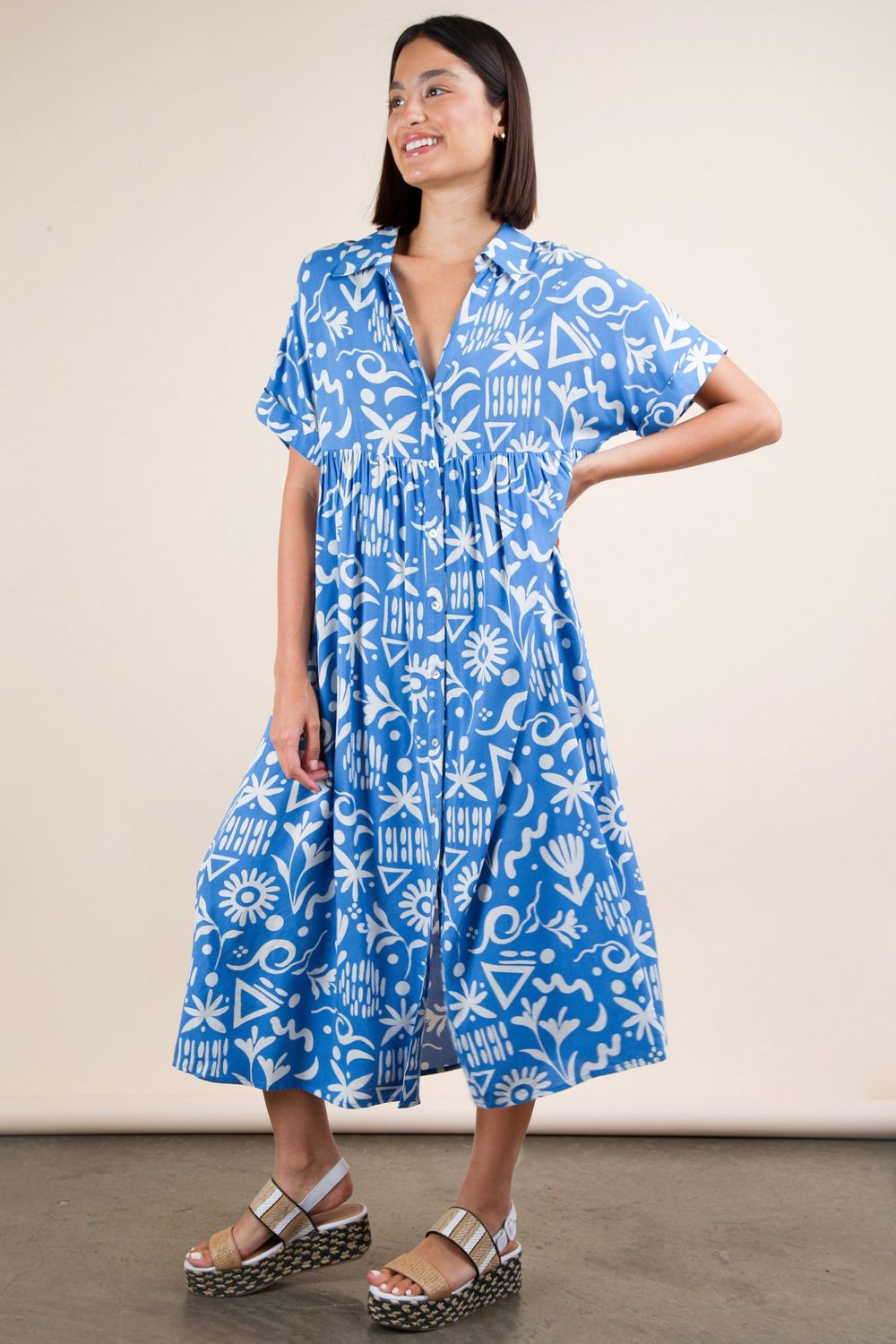Oversized Printed Midi Dress