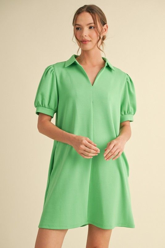 Jersey Collar Dress With Pockets