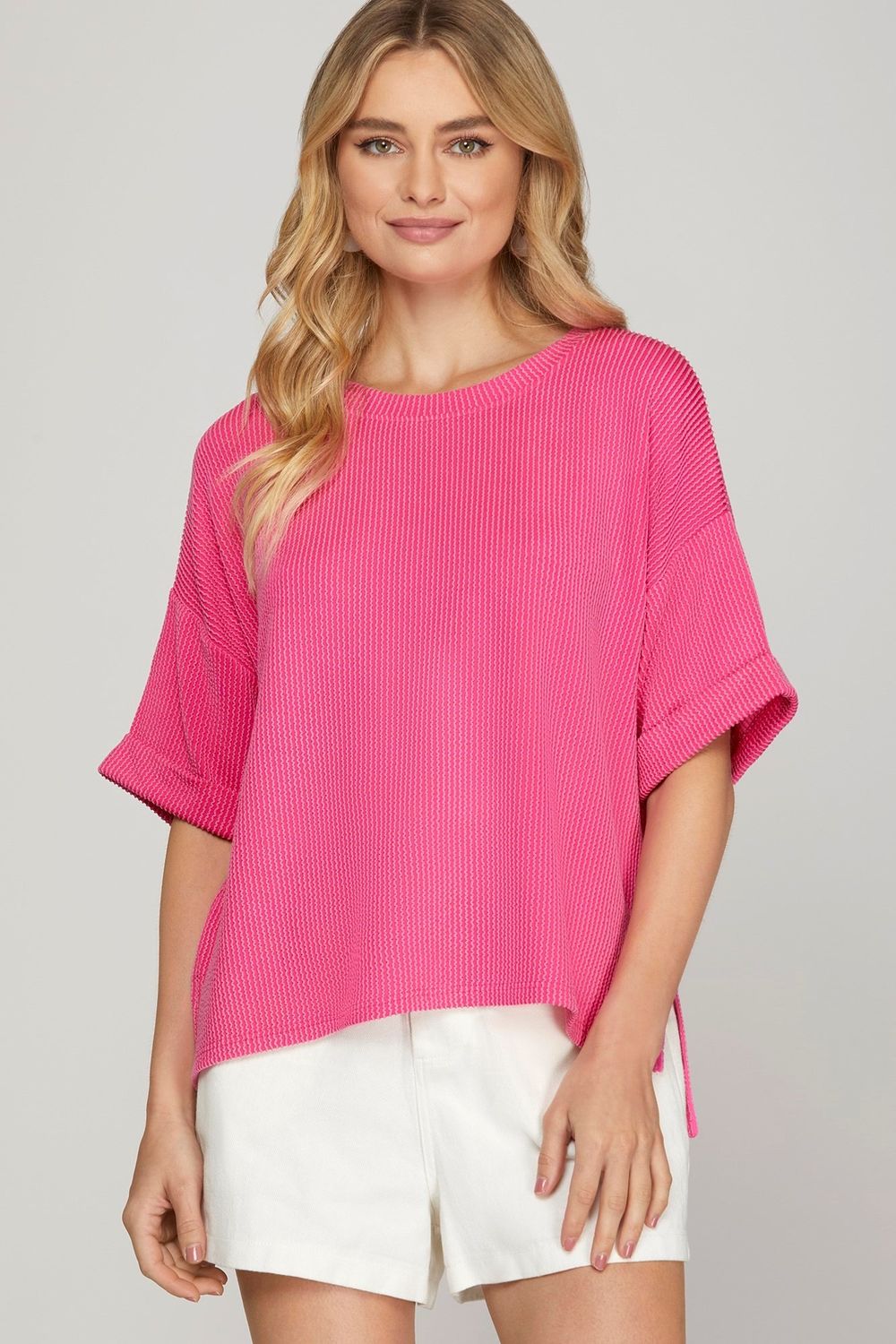 Half Sleeve Textured Knit Top