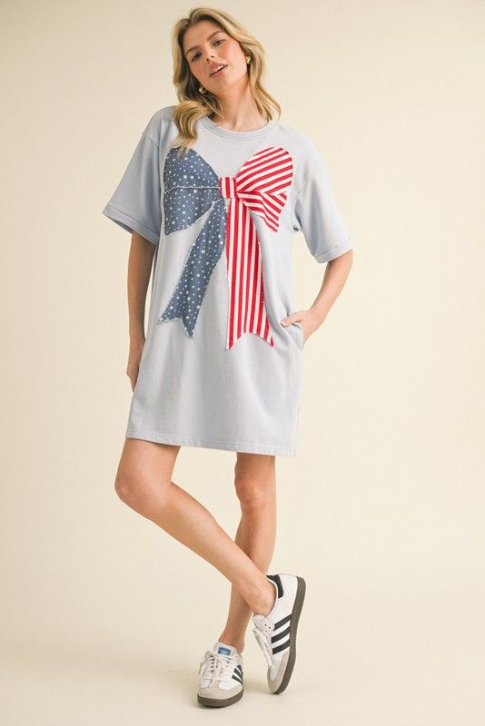 American Flag Bow Graphic Dress