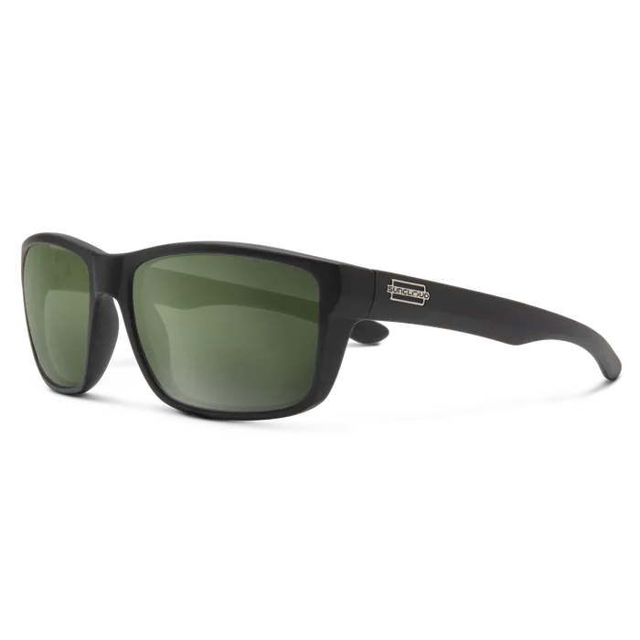 Mayor Matte Polarized Sunglasses, Frame Color: Black, Lens Color: Gray Green