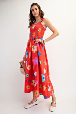 Floral Printed Cotton Poplin Maxi Dress