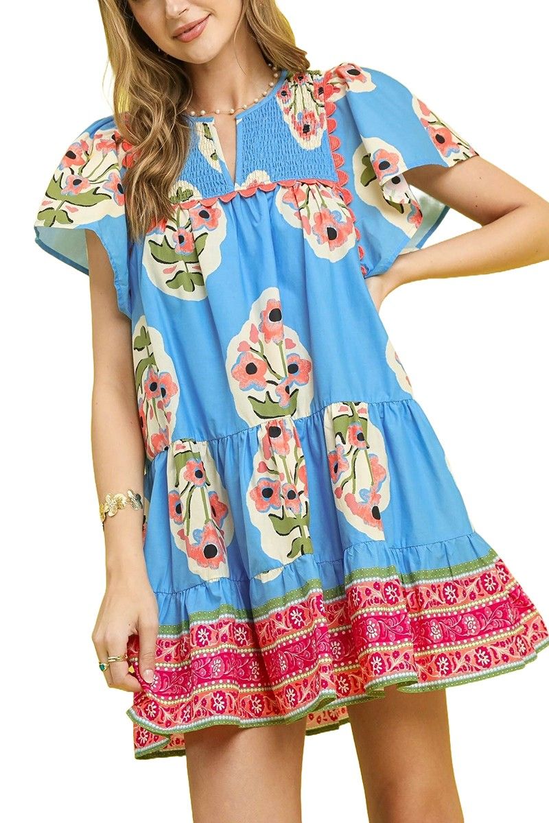 Floral Boho Tiered Mini Dress