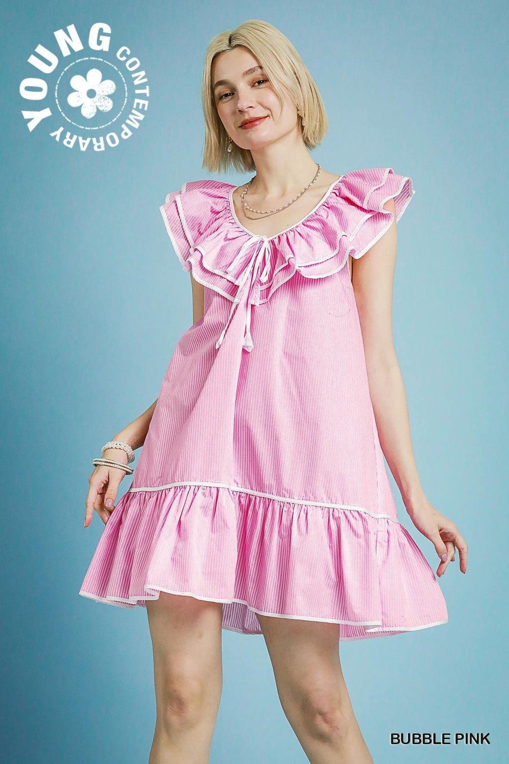Sailor Striped Ruffle Dress