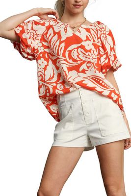 Boxy Cut Two Tone Floral Print Top