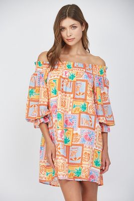 Ruffled Off Shoulder Mini Dress