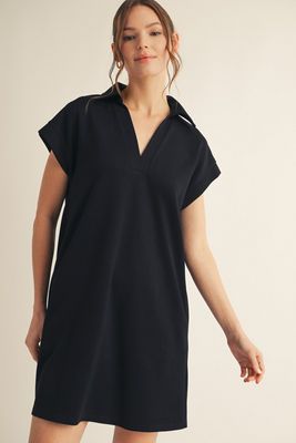 Solid Collared Pockets Dress