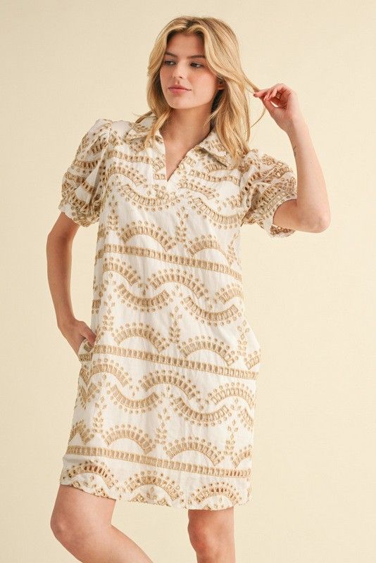 Geometric Pattern Dress With Pockets