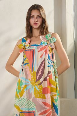 Tropical Printed Sleeveless Dress