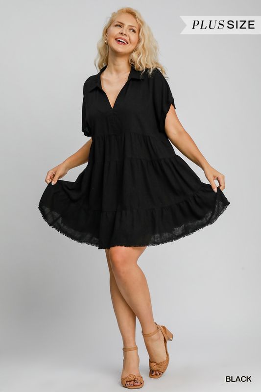 Plus - Sunny Breeze Tiered Mini Dress