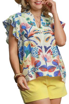 Plus - Floral Print Babydoll Top