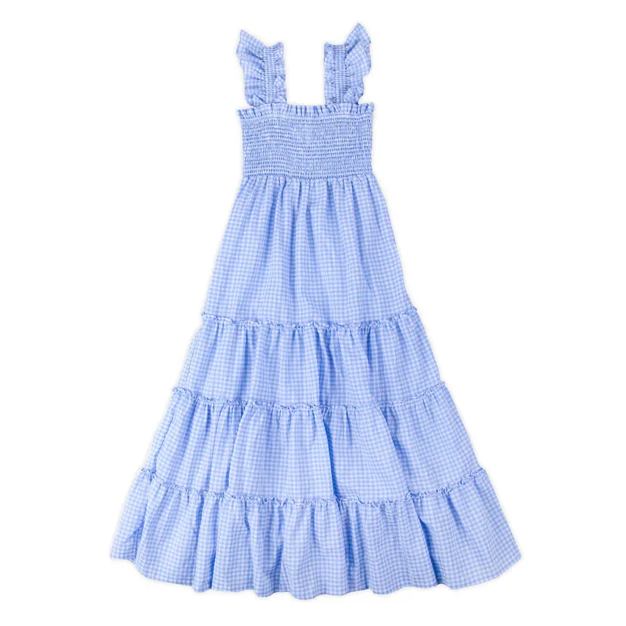 Checkered Seersucker Dress, Size: S, Color: Lt. Blue