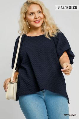 Plus - Jacquard Round Neck Top