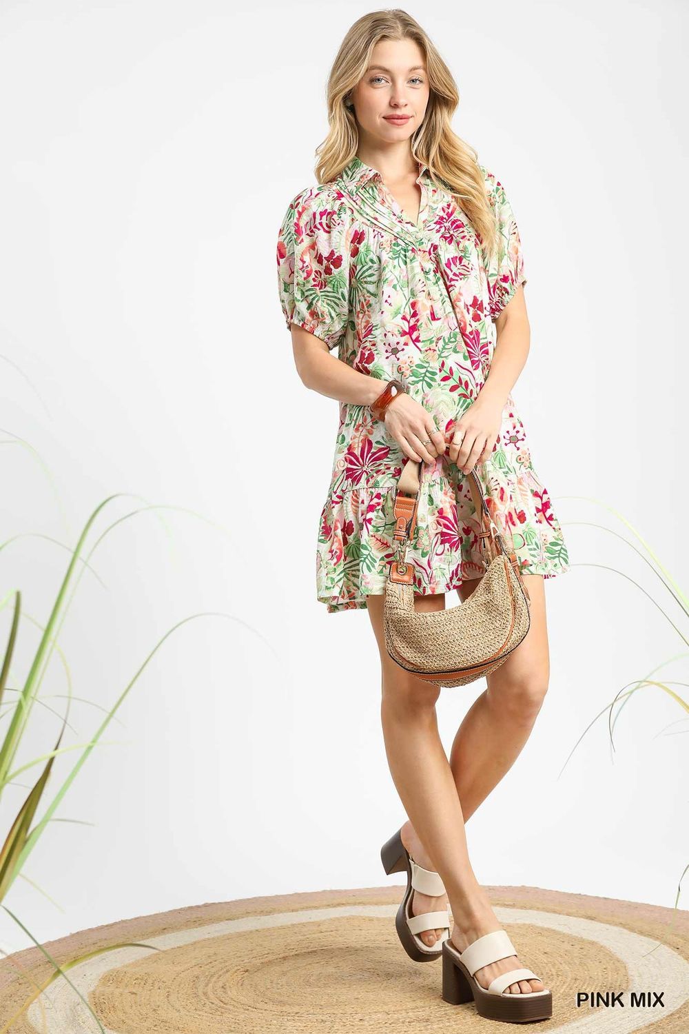 Tropical Floral Tiered Mini Dress