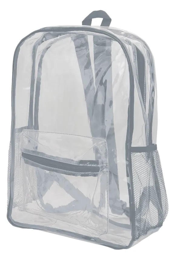 Extra Large Color Outlined Clear Backpack, Color: Gray
