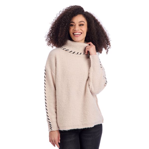 Fallon Contrast Sweater, Color: Cream, Size: S/M