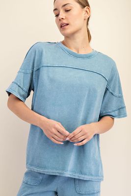 Mineral Washed Cotton Short Sleeve Top