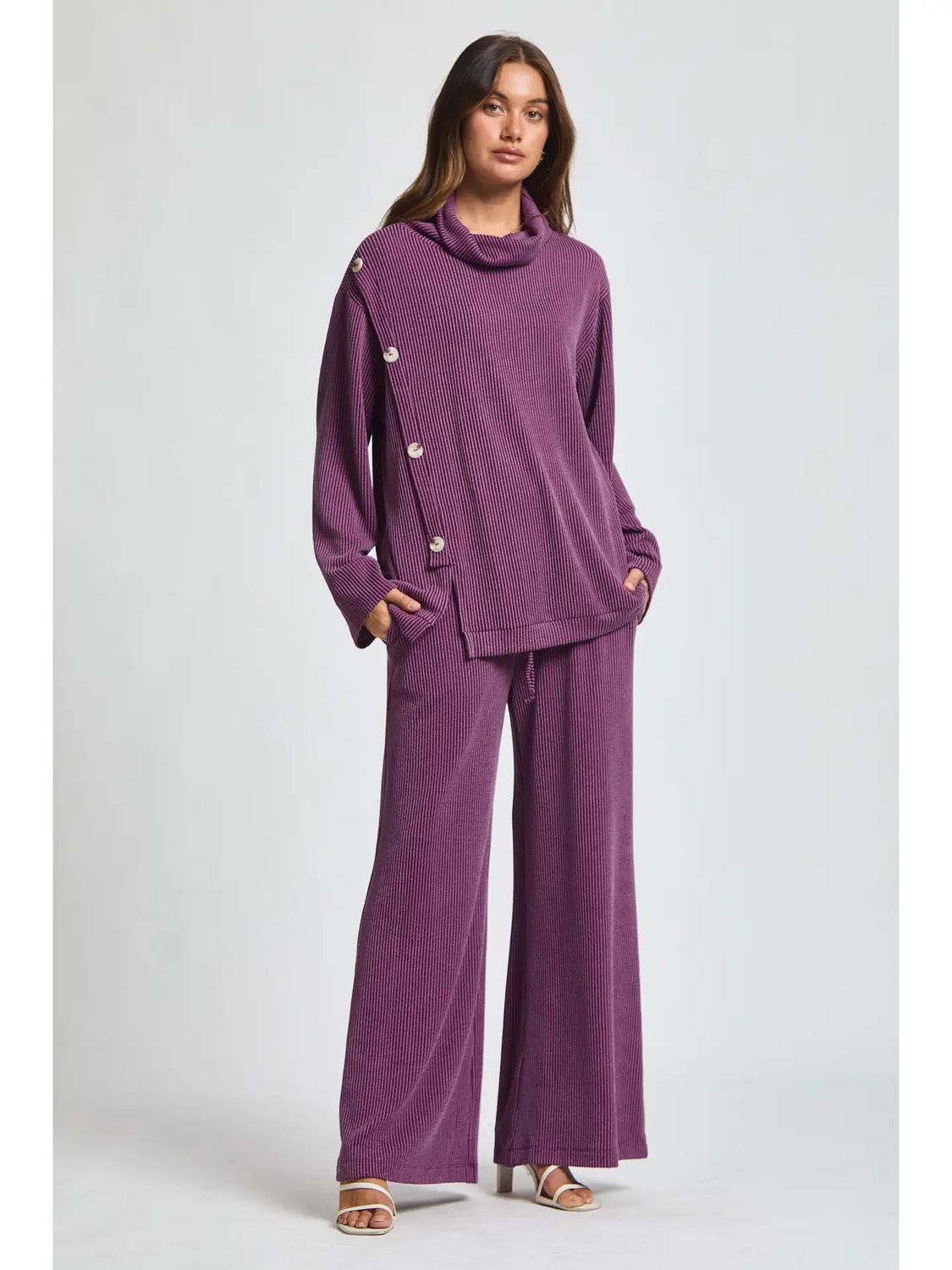 2-Piece Cowl Neck Ribbed Set