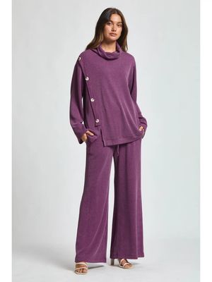 2-Piece Cowl Neck Ribbed Set
