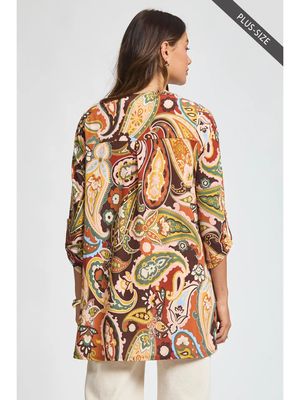 Plus Lizzy Paisley Print Cardigan
