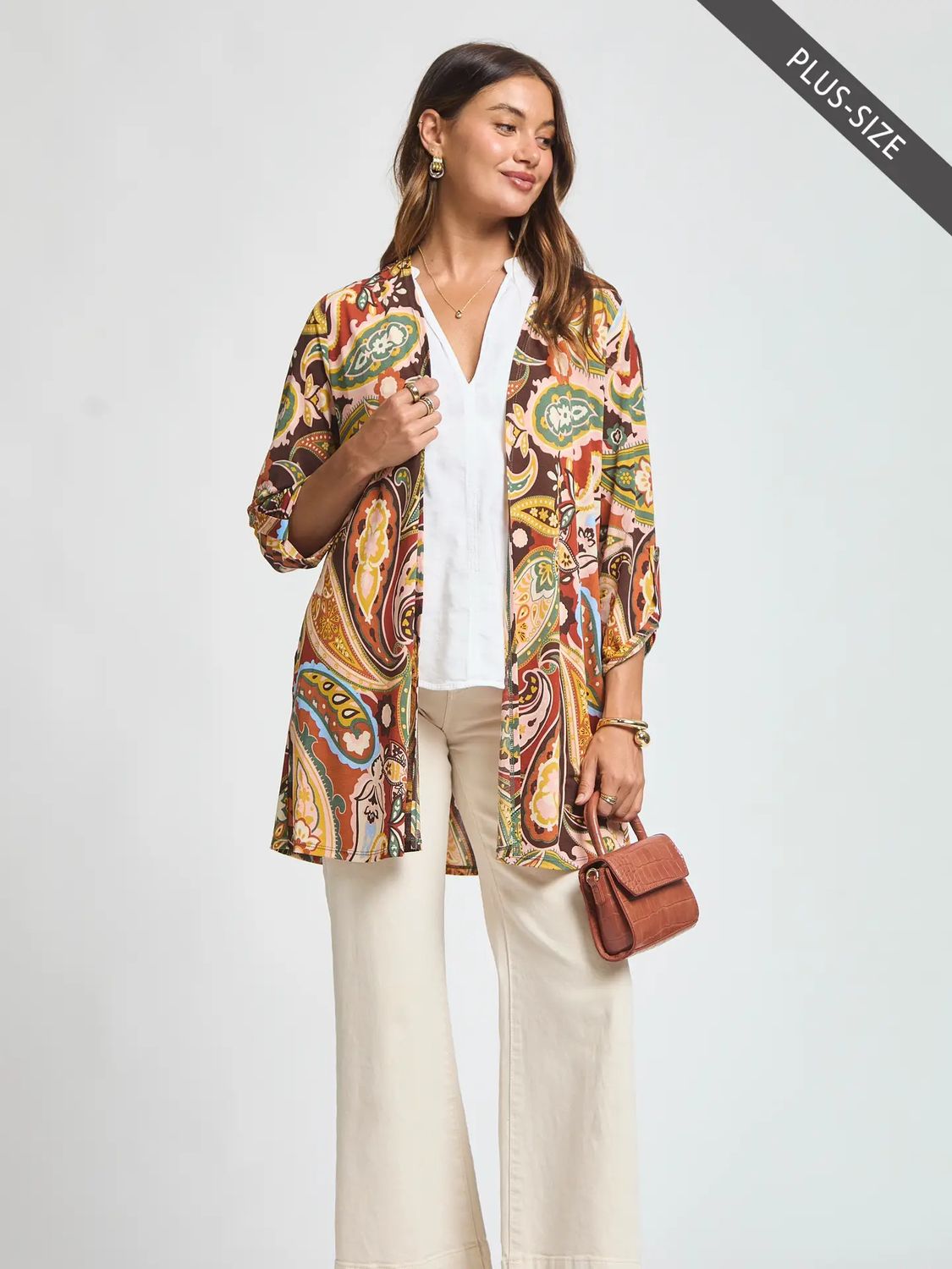 Plus Lizzy Paisley Print Cardigan