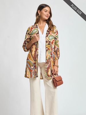 Plus Lizzy Paisley Print Cardigan