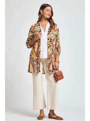 Lizzy Paisley Print Wrinkle-Free Cardigan