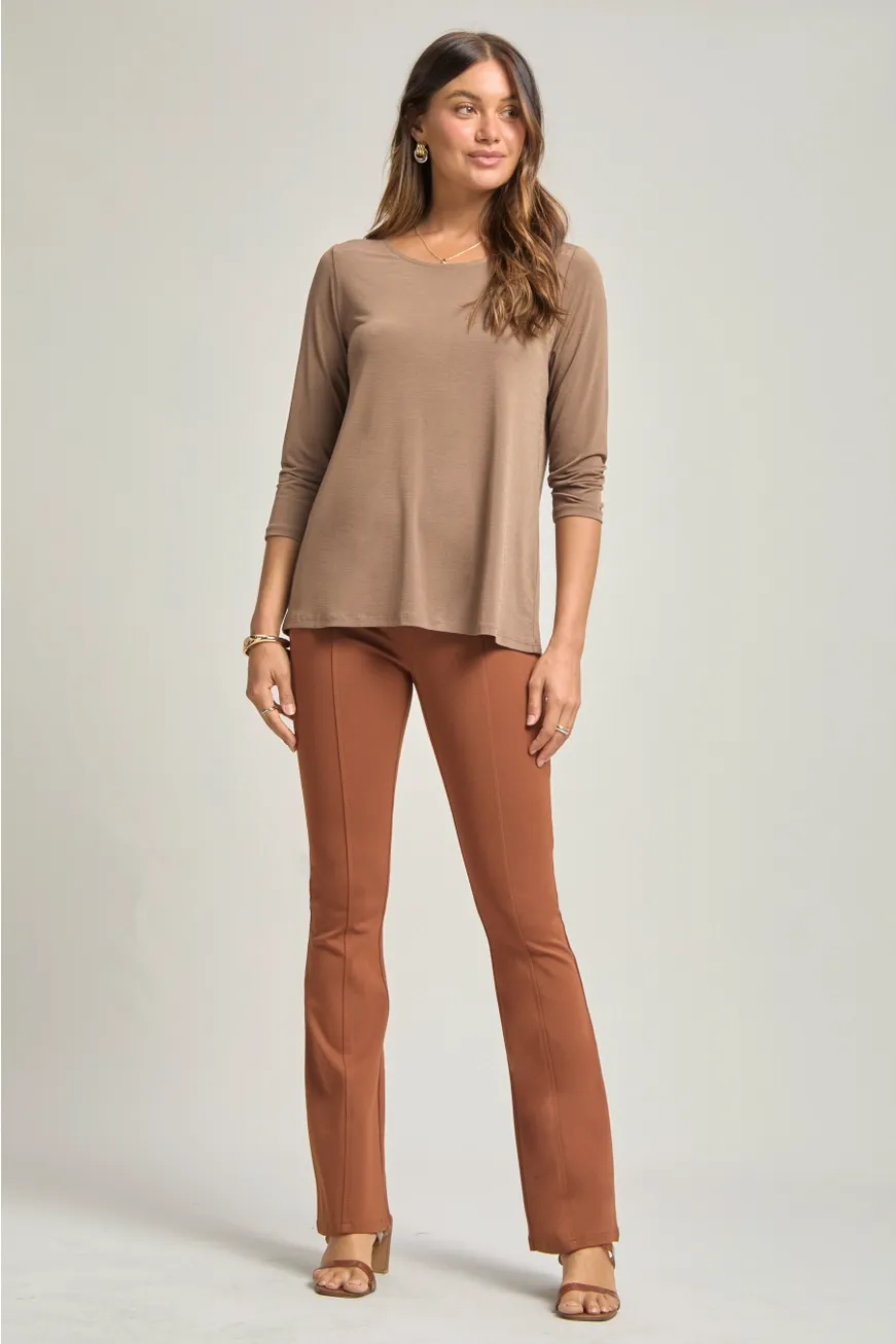 Classic Round Neck Top, Size: S, Color: Mocha
