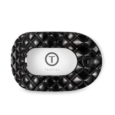 Teleties - Large Flat Round Hair Clip Jet Black Quilted
