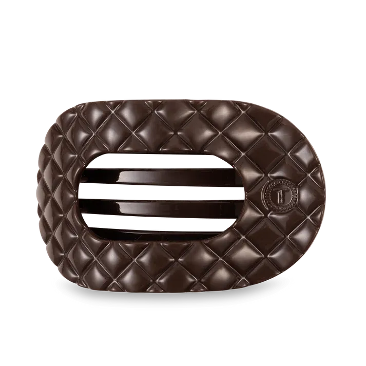 Teleties - Large Flat Round Hair Clip Truly Taupe Quilted