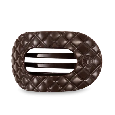 Teleties - Large Flat Round Hair Clip Truly Taupe Quilted