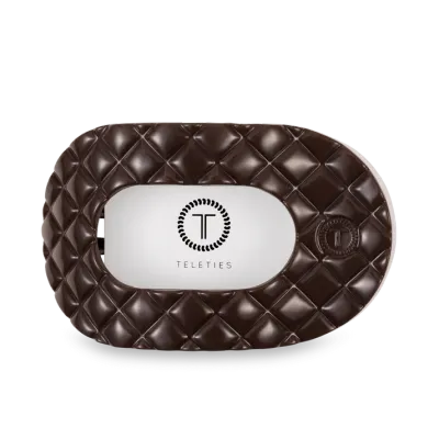 Teleties - Large Flat Round Hair Clip Truly Taupe Quilted